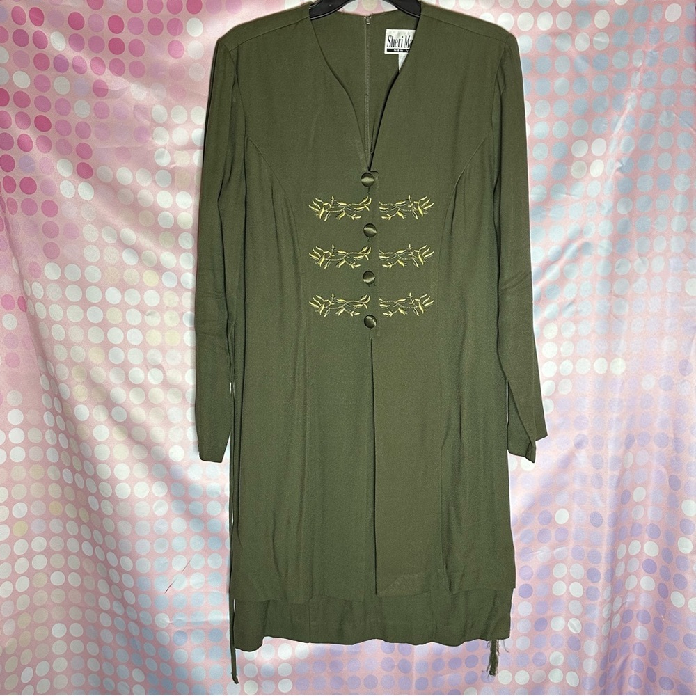 Vintage Sheri Martin Military Style Button Up Dress